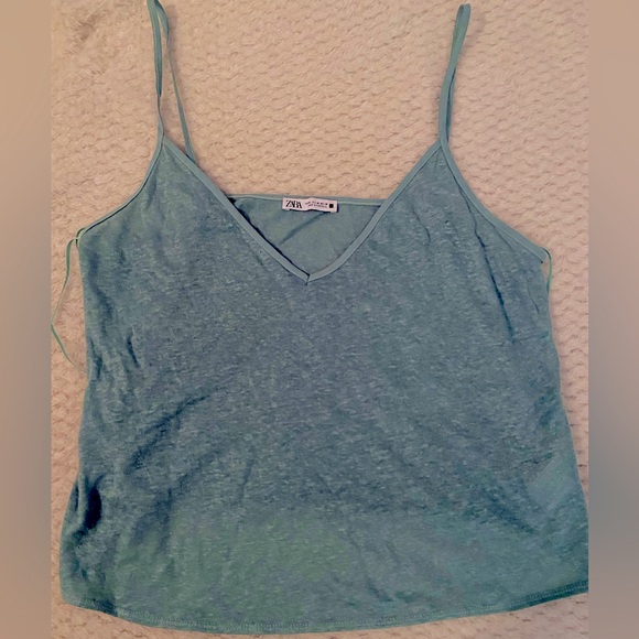 Zara Tops - Zara Sheer Green Cropped Tank - Size Medium